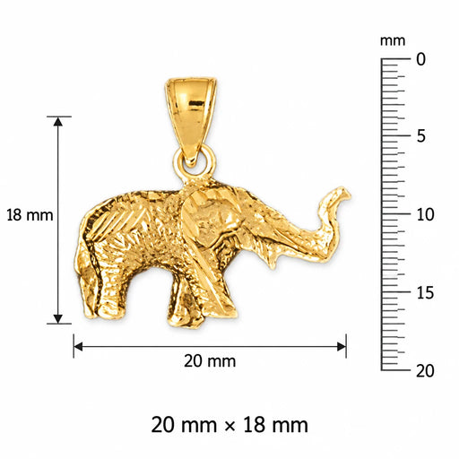 3D Elephant Charm Pendant 14k Gold (5 Grams) Yellow Gold 14k
