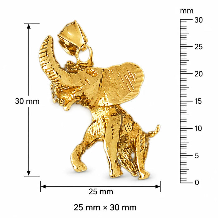 3D Elephant Charm Pendant 14k Gold (9.6 Grams) Yellow Gold 14k