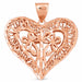 3D Filigree Flower In Heart Charm Pendant 14k Gold (11.7 Grams) Rose Gold 14k