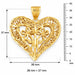 3D Filigree Flower In Heart Charm Pendant 14k Gold (11.7 Grams) Yellow Gold 14k
