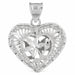 3D Filigree Flower In Heart Charm Pendant 14k Gold (4.2 Grams) White Gold 14k