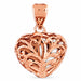 3D Filigree Heart Charm Pendant 14k Gold (1.6 Grams) Rose Gold 14k