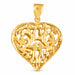 3D Filigree Heart Charm Pendant 14k Gold (10.8 Grams) Yellow Gold 14k