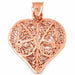 3D Filigree Heart Charm Pendant 14k Gold (11.5 Grams) Rose Gold 14k