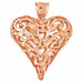 3D Filigree Heart Charm Pendant 14k Gold (12.5 Grams) Rose Gold 14k