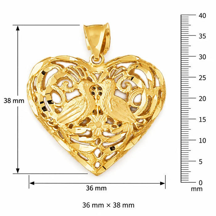 3D Filigree Heart Charm Pendant 14k Gold (14.9 Grams) Yellow Gold 14k