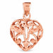 3D Filigree Heart Charm Pendant 14k Gold (2.1 Grams) Rose Gold 14k