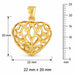 3D Filigree Heart Charm Pendant 14k Gold (2.7 Grams) Yellow Gold 14k