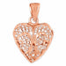 3D Filigree Heart Charm Pendant 14k Gold (2 Grams) Rose Gold 14k