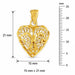 3D Filigree Heart Charm Pendant 14k Gold (2 Grams) Yellow Gold 14k