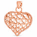3D Filigree Heart Charm Pendant 14k Gold (4.3 Grams) Rose Gold 14k