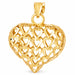 3D Filigree Heart Charm Pendant 14k Gold (4.3 Grams) Yellow Gold 14k