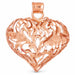 3D Filigree Heart Charm Pendant 14k Gold (4.6 Grams) Rose Gold 14k