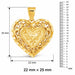 3D Filigree Heart Charm Pendant 14k Gold (5.2 Grams) Yellow Gold 14k