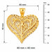 3D Filigree Heart Charm Pendant 14k Gold Yellow Gold 14k
