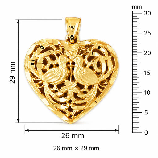 3D Filigree Heart Charm Pendant 14k Gold (7.6 Grams) Yellow Gold 14k