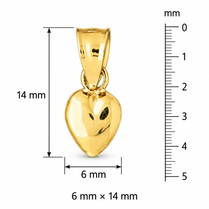 3D Heart Charm Pendant 14k Gold (1.2 Grams) Yellow Gold 14k