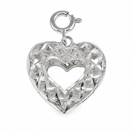 3D Heart Charm Pendant 14k Gold (2.2 Grams) White Gold 14k