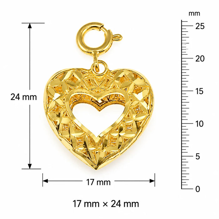3D Heart Charm Pendant 14k Gold (2.2 Grams) Yellow Gold 14k