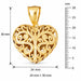 3D Heart Charm Pendant 14k Gold (3.9 Grams) Yellow Gold 14k