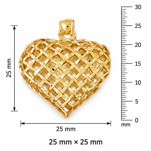 3D Heart Charm Pendant 14k Gold (4.4 Grams) Yellow Gold 14k