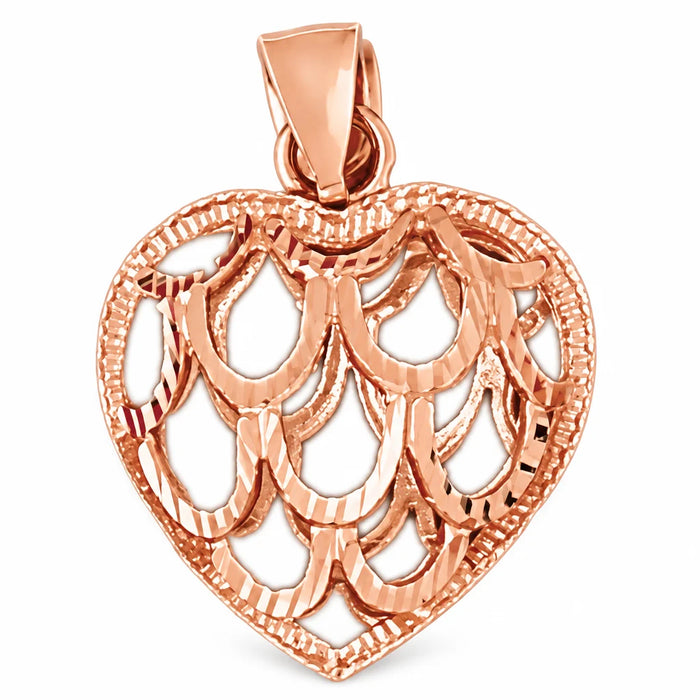 3D Heart Charm Pendant 14k Gold (5.6 Grams) Rose Gold 14k