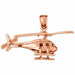 3D Helicopter Charm Pendant 14k Gold Rose Gold 14k