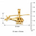 3D Helicopter Charm Pendant 14k Gold Yellow Gold 14k