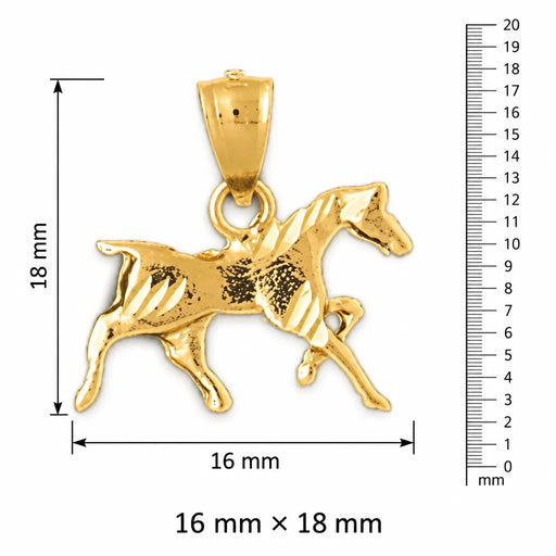 3D Horse Charm Pendant 14k Gold (1.4 Grams) Yellow Gold 14k