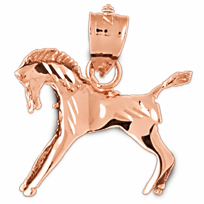 3D Horse Charm Pendant 14k Gold (1.8 Grams) Rose Gold 14k