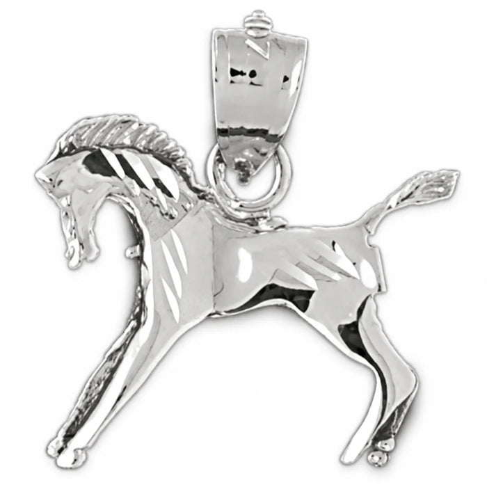 3D Horse Charm Pendant 14k Gold (1.8 Grams) White Gold 14k