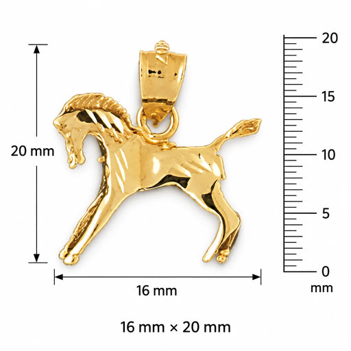3D Horse Charm Pendant 14k Gold (1.8 Grams) Yellow Gold 14k