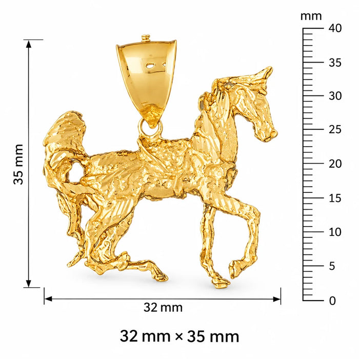 3D Horse Charm Pendant 14k Gold (17.5 Grams) Yellow Gold 14k