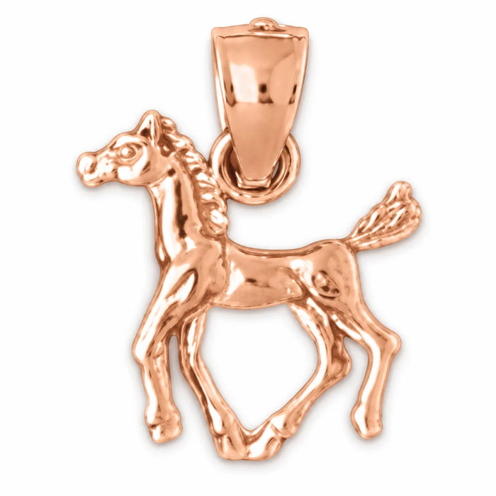 3D Horse Charm Pendant 14k Gold (1 Gram) Rose Gold 14k