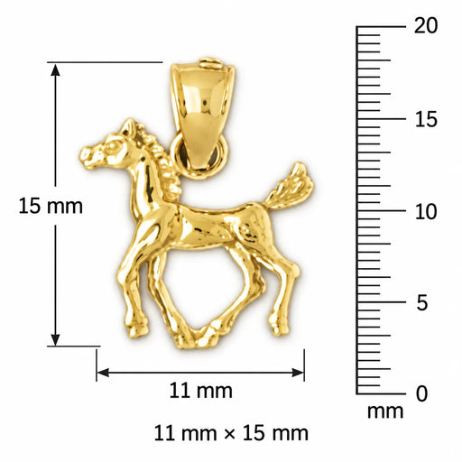 3D Horse Charm Pendant 14k Gold (1 Gram) Yellow Gold 14k