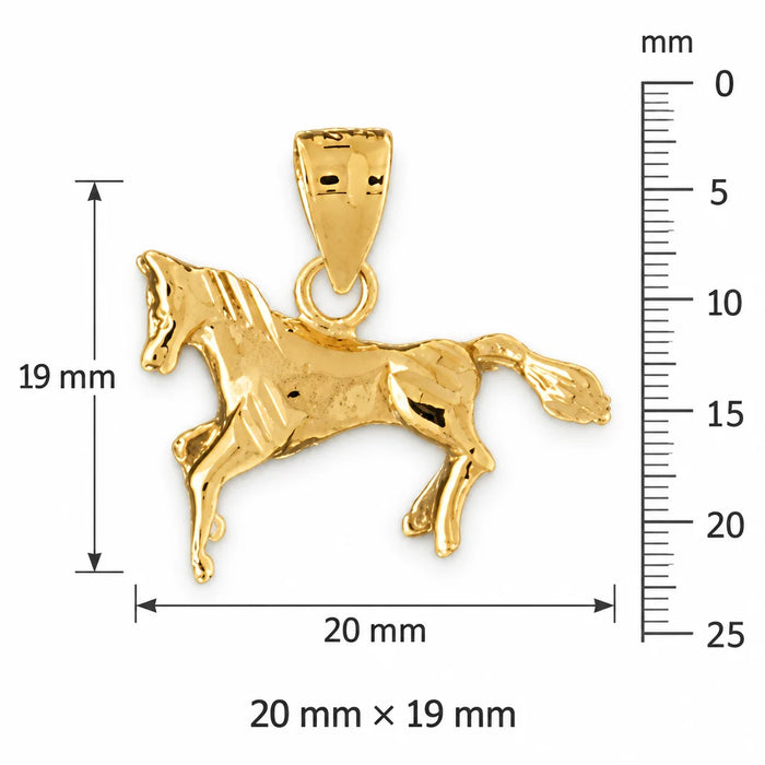 3D Horse Charm Pendant 14k Gold (2.3 Grams) Yellow Gold 14k
