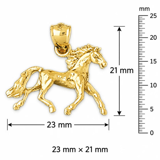 3D Horse Charm Pendant 14k Gold (3.5 Grams) Yellow Gold 14k