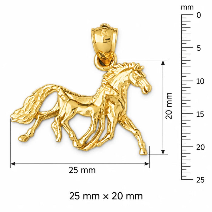 3D Horse Charm Pendant 14k Gold (4.2 Grams) Yellow Gold 14k