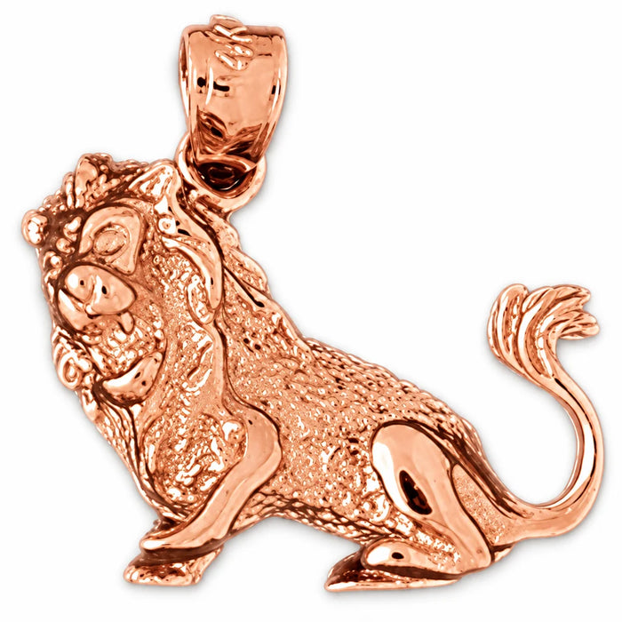 3D Lion Charm Pendant 14k Gold (5.5 Grams) Rose Gold 14k