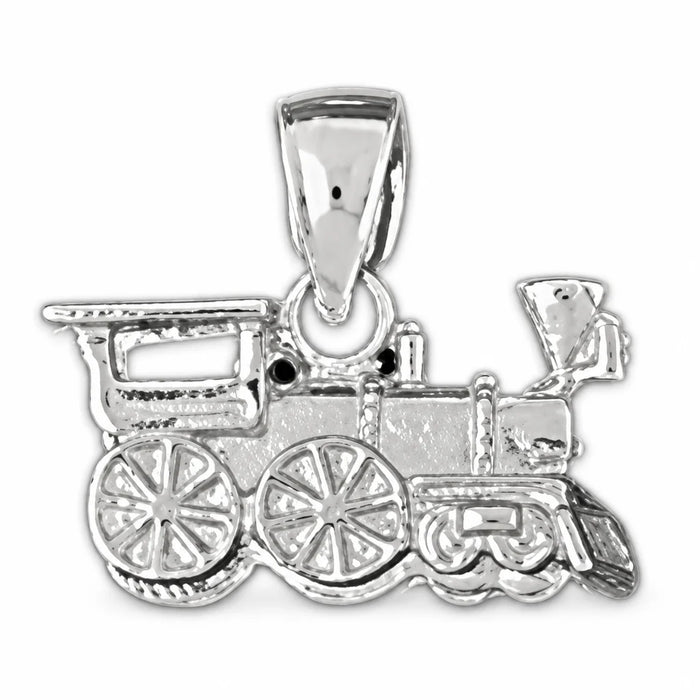 3D Locomotive Train Charm Pendant 14k Gold (2.6 Grams) White Gold 14k