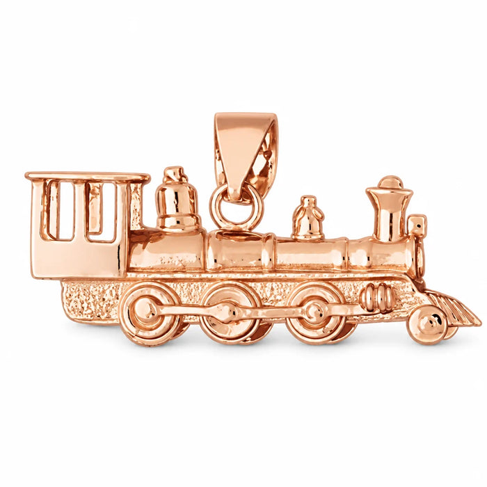 3D Locomotive Train Charm Pendant 14k Gold (9.9 Grams) Rose Gold 14k