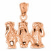 3D Monkeys Charm Pendant 14k Gold (3.9 Grams) Rose Gold 14k