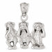 3D Monkeys Charm Pendant 14k Gold (3.9 Grams) White Gold 14k