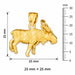 3D Moose Charm Pendant 14k Gold Yellow Gold 14k