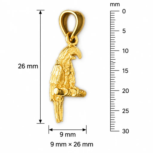 3D Parrot Charm Pendant 14k Gold (2.5 Grams) Yellow Gold 14k