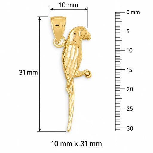 3D Parrot Charm Pendant 14k Gold (3.6 Grams) Yellow Gold 14k