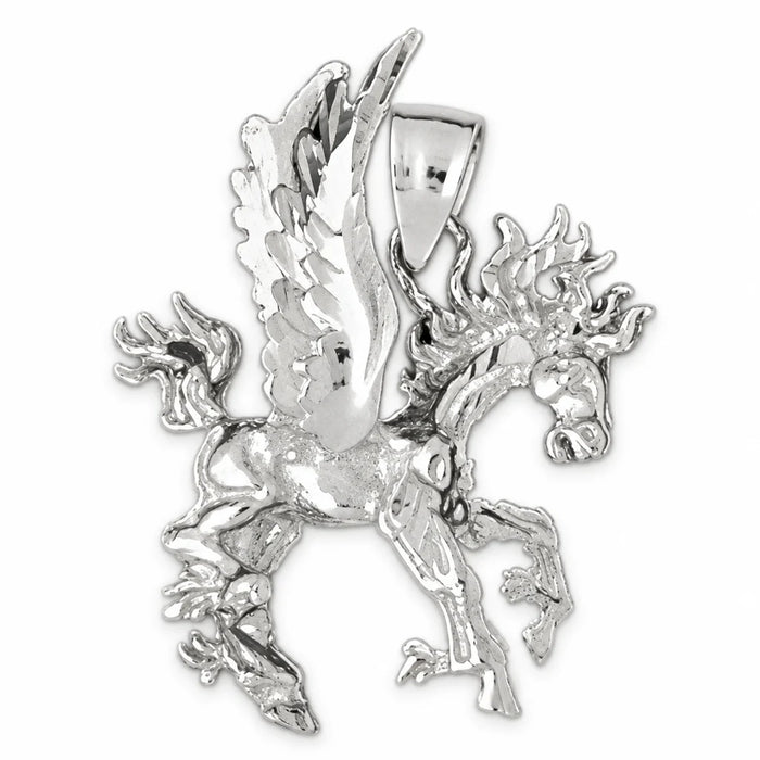 3D Pegasus Horse Charm Pendant 14k Gold White Gold 14k