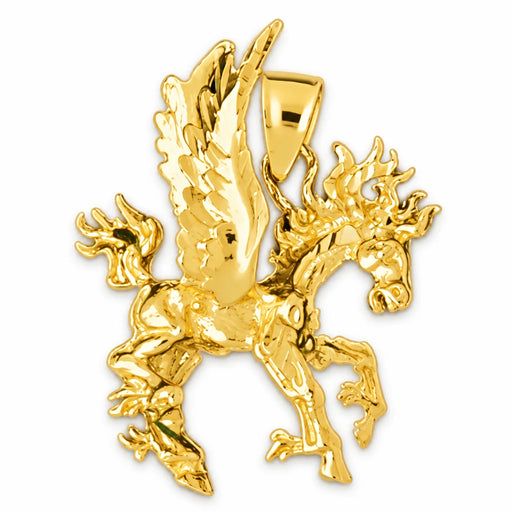 3D Pegasus Horse Charm Pendant 14k Gold Yellow Gold 14k