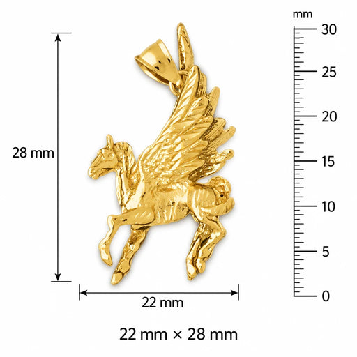3D Pegasus Horse Charm Pendant 14k Gold (10.9 Grams) Yellow Gold 14k