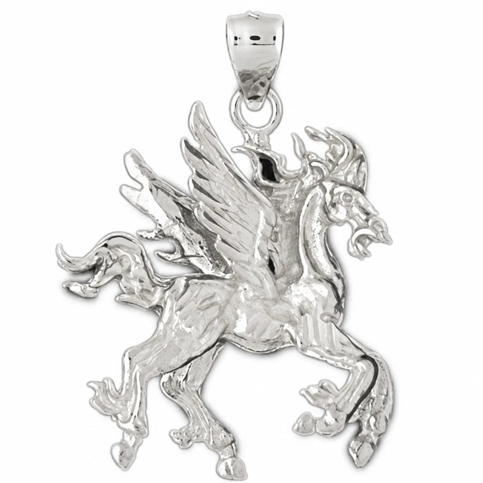 3D Pegasus Horse Charm Pendant 14k Gold (5 Grams) White Gold 14k
